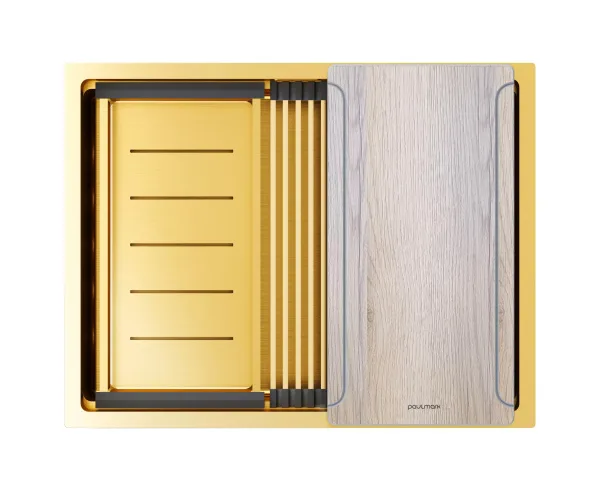 Мойка кухонная Paulmark Next-Multi Sink 58 UNI PM785845-BG брашированное золото Sancos — Оригинал