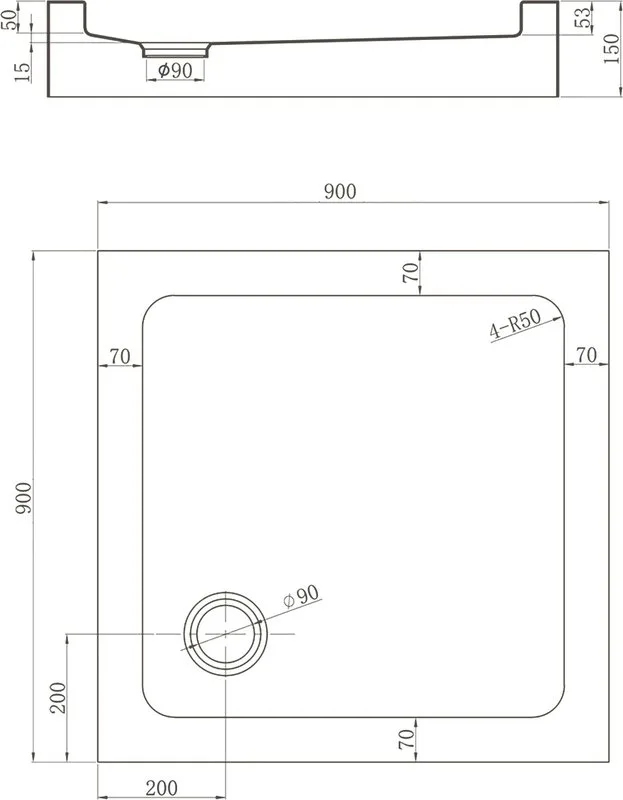 Поддон для душа Veconi Tezeo acrylic TZ-52 90x90, белый Sancos — официальный сайт