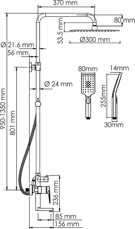 Душевая стойка Wasserkraft Aisch A155.262.201.BG, золото Sancos — официальный сайт