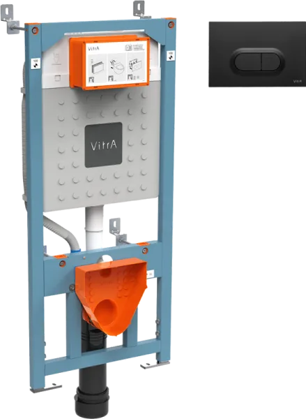 Система инсталляции для унитазов VitrA V12 762-5800-01, с кнопкой смыва 740-0511 черной матовой Sancos — Оригинал