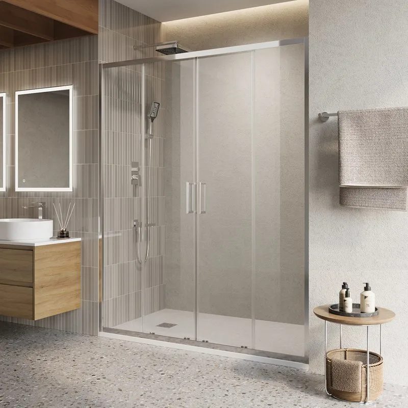 Душевая дверь в нишу BelBagno Luce BF-2-160-C-Cr профиль хром, стекло прозрачное Sancos — официальный сайт