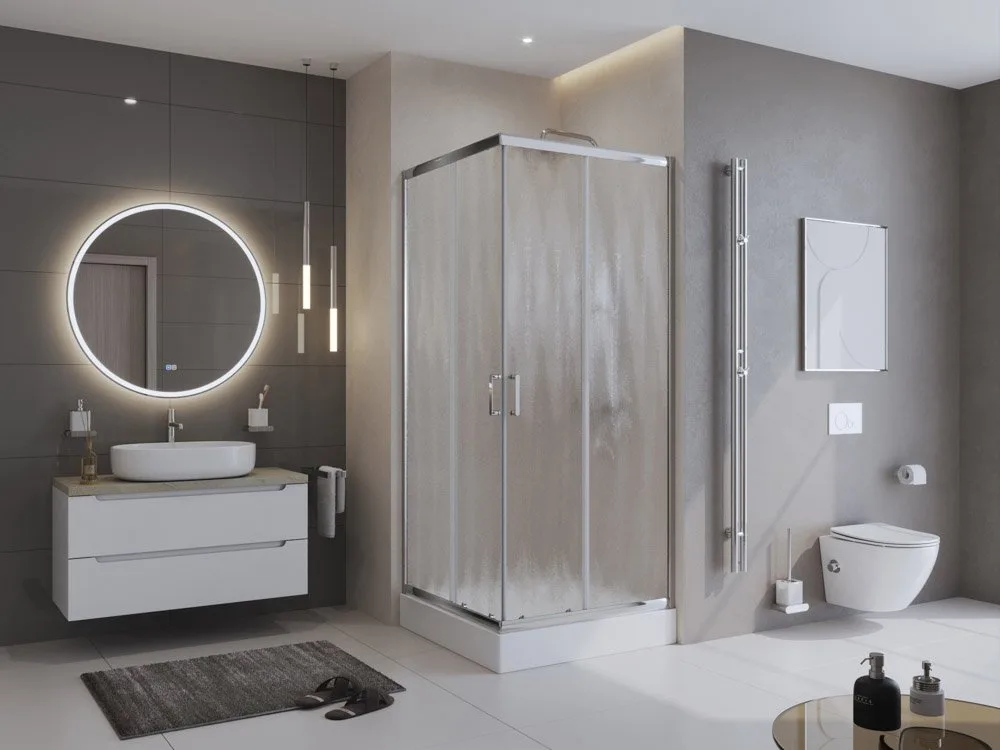 Душевой уголок BelBagno Uno UNO-195-AH-2-120/100-CH-CR стекло рифленое Sancos — официальный сайт
