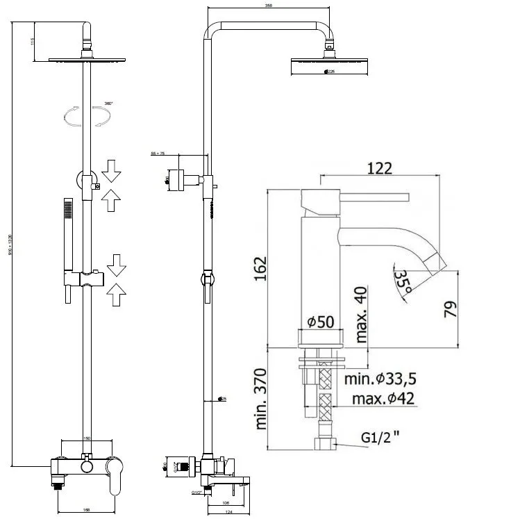 Комплект для ванной Paffoni Light KITCOL632NO71 черный матовый Sancos — официальный сайт