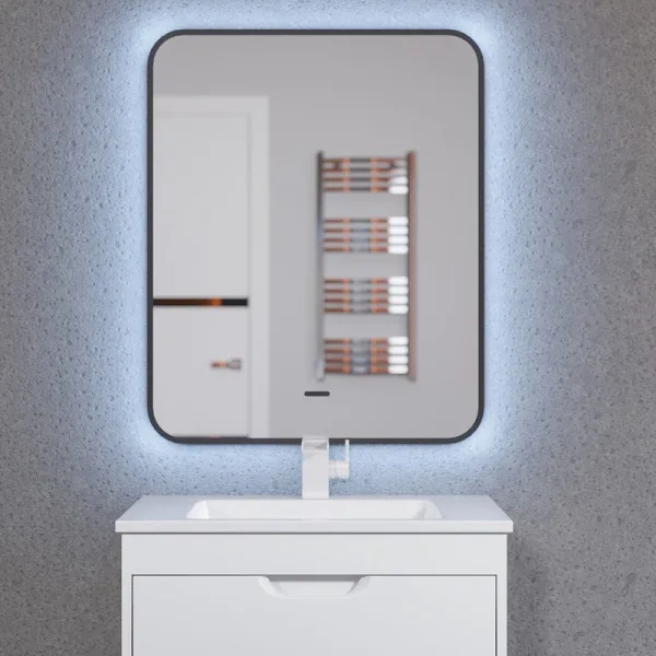 Зеркало Uperwood Modul 65х80 с подсветкой, с подогревом, холодная подсветка, черное Sancos — Оригинал