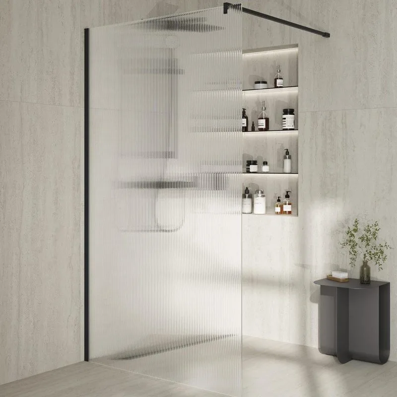 Душевая перегородка KERAMA MARAZZI Cristallo CT.120.WI.BLK.M 120 см, профиль матовый черный, стекло  Sancos — официальный сайт