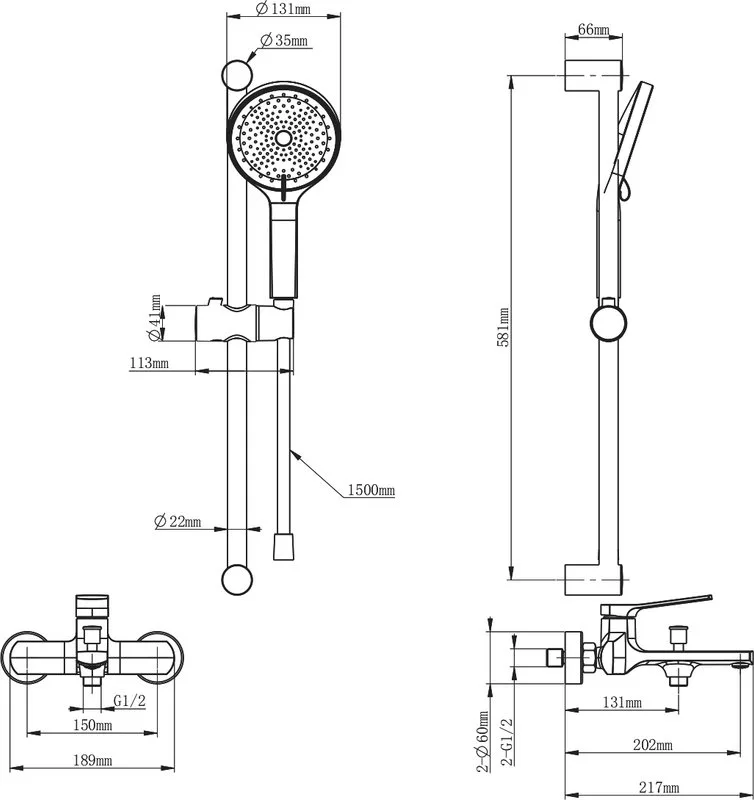 Смеситель для ванны с душем Wonzon & Woghand WW-C2036-CR, хром Sancos — официальный сайт