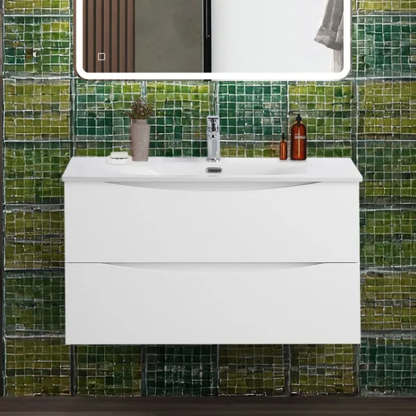 Тумба под раковину без столешницы BelBagno Marino-cer-n 90 подвесная, bianco lucido Sancos — Оригинал