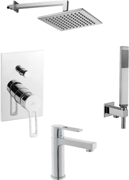 Комплект для ванной Paffoni Ringo KITRIN015CR071 С ВНУТРЕННЕЙ ЧАСТЬЮ, верхний душ 20 см, хром Sancos — Оригинал