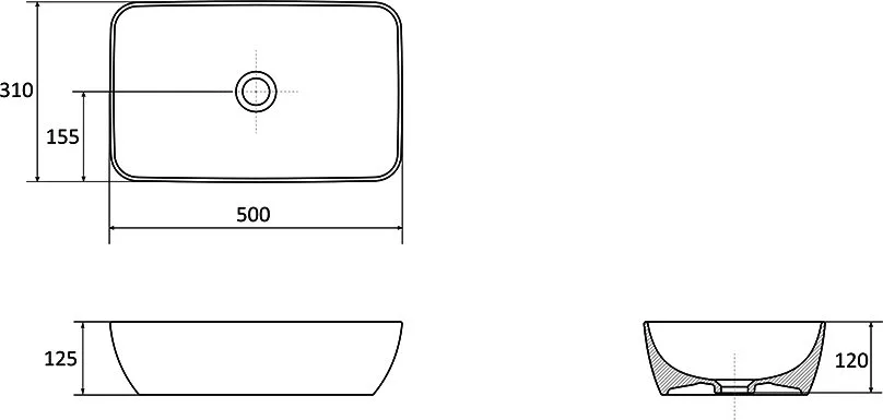 Накладная раковина Ravak Ini Slim R 50, черная матовая Sancos — официальный сайт