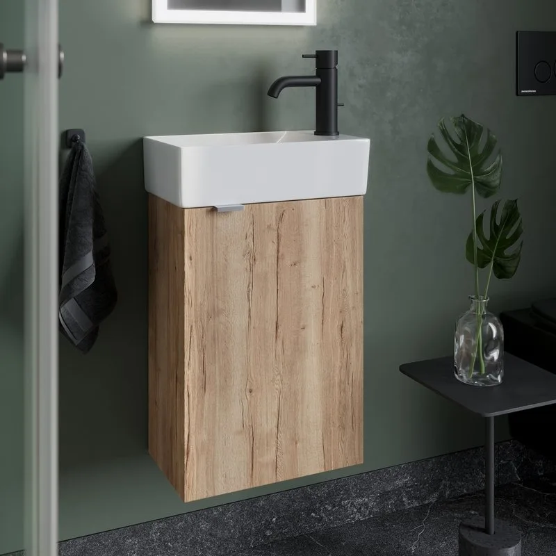 Тумба с раковиной Sancos Mini 35 R подвесная, дуб галифакс натуральный Sancos — официальный сайт