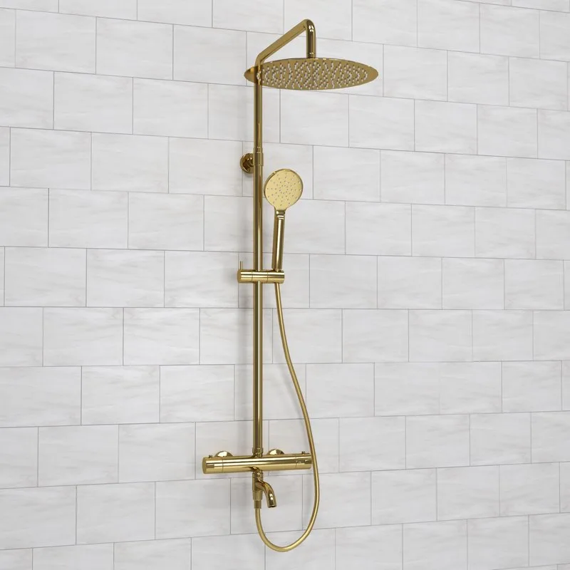 Душевая стойка Wasserkraft Sauer A188.263.207.PG Thermo, с термостатом, золото Sancos — официальный сайт
