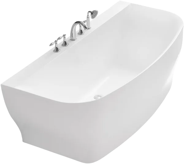 Акриловая ванна BelBagno BB74-1650-W0 165x80 см, пристенная, белая, на ножках, с донным клапаном Sancos — Оригинал