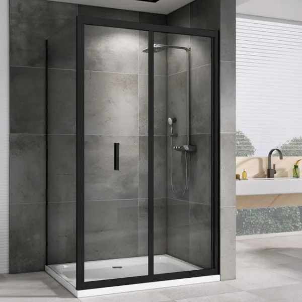 Душевой уголок Abber Sonnenstrand AG07100B-S100B 100x100, профиль черный, стекло прозрачное Sancos — Оригинал