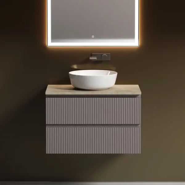 Тумба с раковиной Sancos Snob T 80 см, doha soft, столешница бежевая, раковина CN6013 Sancos — Оригинал