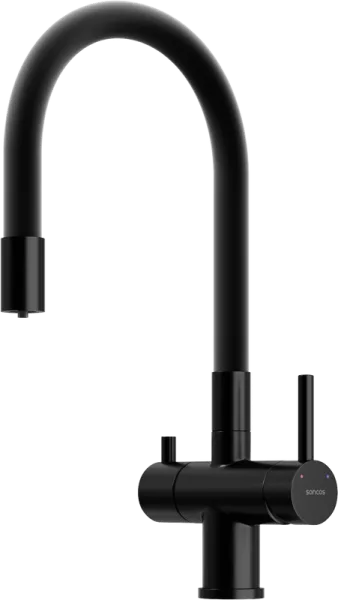 Смеситель для кухни Sancos Lucia SC4004MB с гибким изливом, черный матовый Sancos — Оригинал