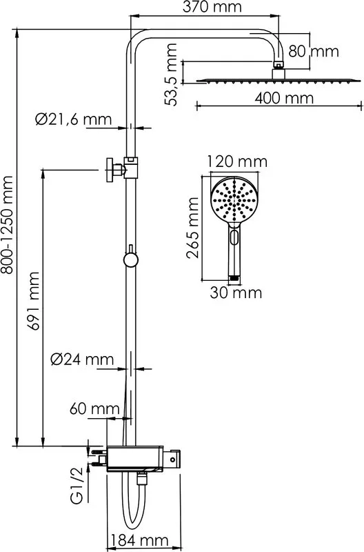 Душевая стойка Wasserkraft Aller A113.119.127.CH Thermo, с термостатом, хром Sancos — официальный сайт