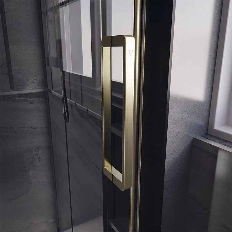 Дверь для душевого уголка Veconi Premium Trento PTD-40G 130 см, профиль брашированное золото, стекло Sancos — официальный сайт