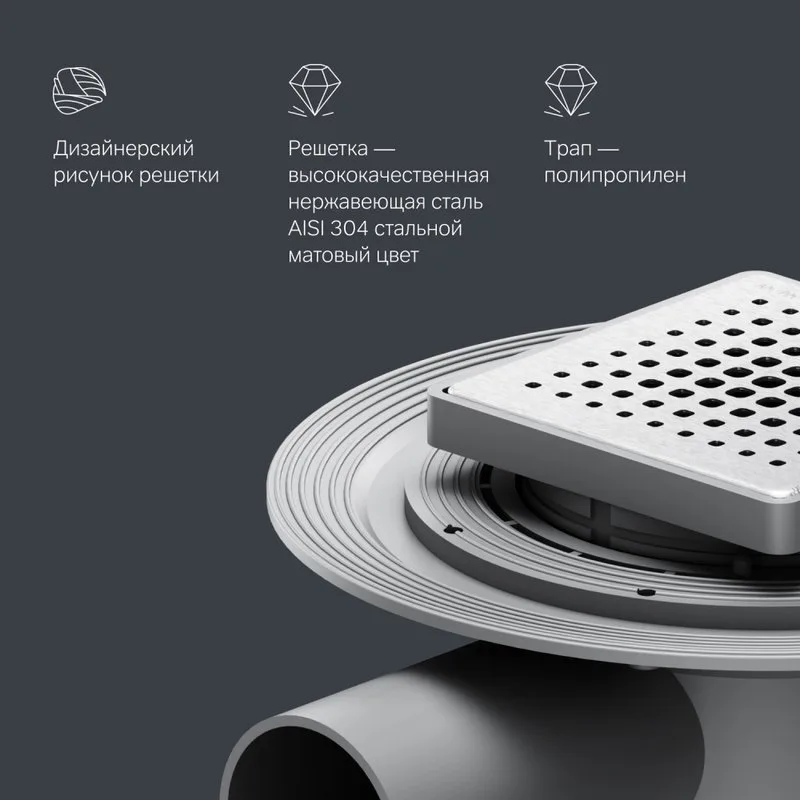 Душевой трап AM.PM MasterFlow Cut Gradient 10 см, сталь матовая Sancos — официальный сайт