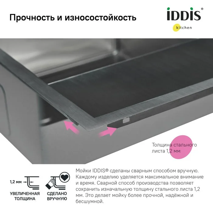Мойка кухонная IDDIS Haze HAZ78SRi77 R, сатин Sancos — официальный сайт