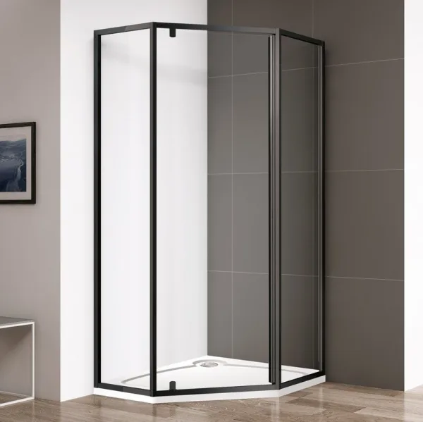 Душевой уголок Cezares Eco O-P-1 90x90, профиль матовый черный, стекло прозрачное Sancos — Оригинал