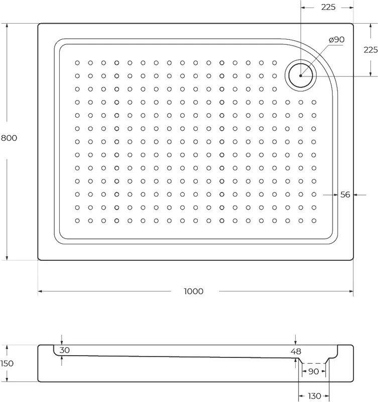 Поддон для душа BelBagno Tray 100х80 R с сифоном Sancos — официальный сайт