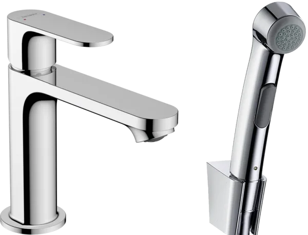 Смеситель для раковины Hansgrohe Rebris S 72215000 с гигиеническим душем, хром Sancos — Оригинал
