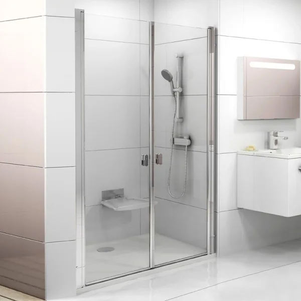Душевая дверь в нишу Ravak Chrome CSDL2-120 Transparent, профиль блестящий Sancos — Оригинал