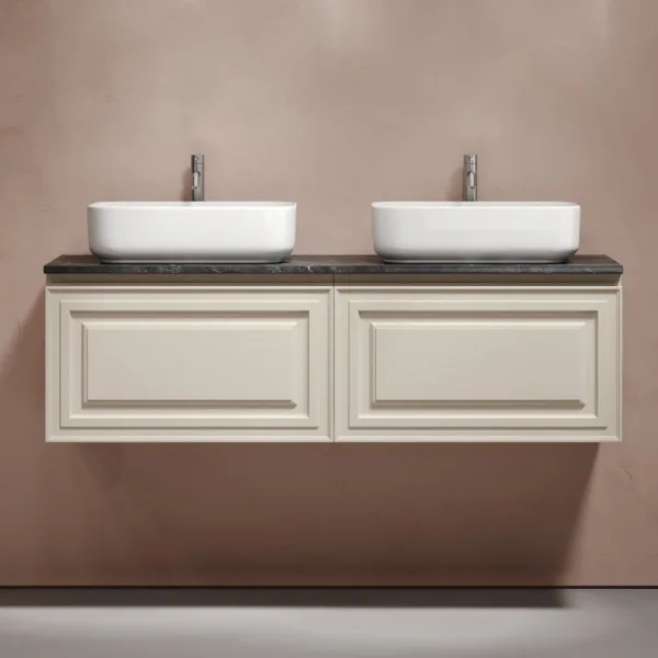 Тумба с раковиной Sancos Very 140 beige soft, столешница черный мрамор TT140A1X, раковина CN5043 Sancos — Оригинал