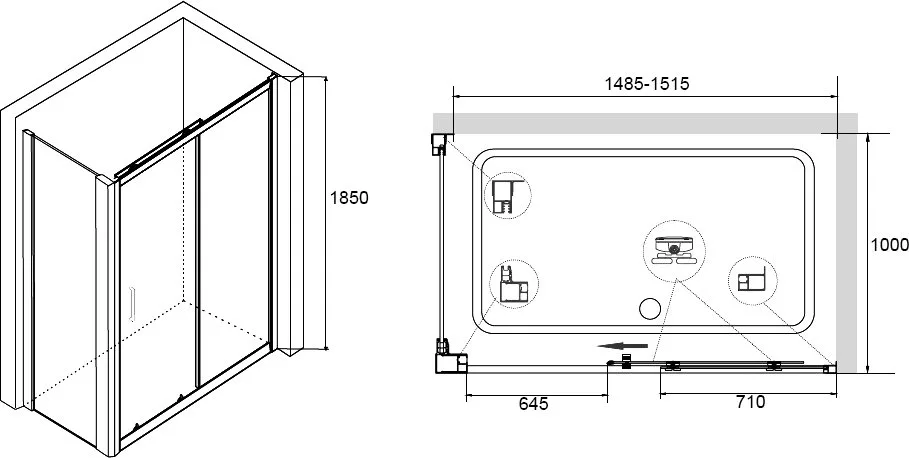 Душевой уголок RGW Classic CL-14+100 см (148,5x151,5)x100x185 профиль хром, стекло прозрачное Sancos — официальный сайт