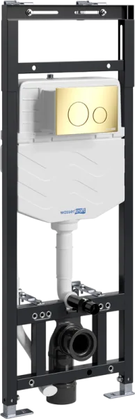 Система инсталляции для унитазов Wasserkraft Alme 15TLT.010.ME.PG02, с кнопкой смыва золото Sancos — Оригинал