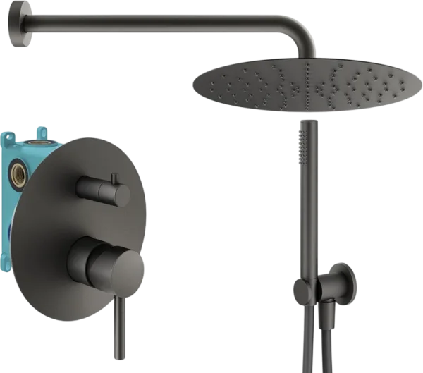 Душевой комплект Plumberia Selection Ixo KITXO18GR, С ВНУТРЕННЕЙ ЧАСТЬЮ, графит матовый Sancos — Оригинал