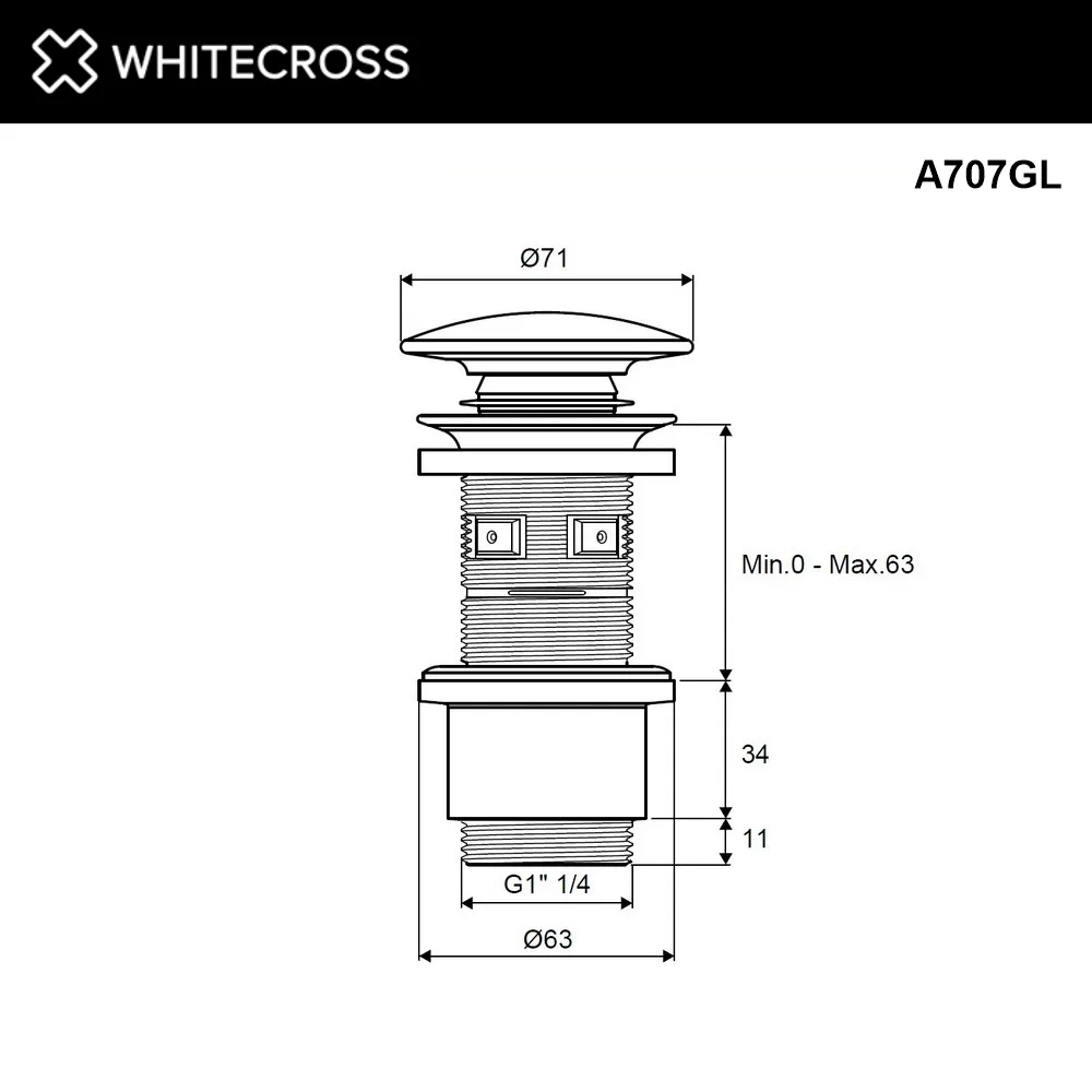 Донный клапан для раковины WHITECROSS A707GL, золото Sancos — официальный сайт