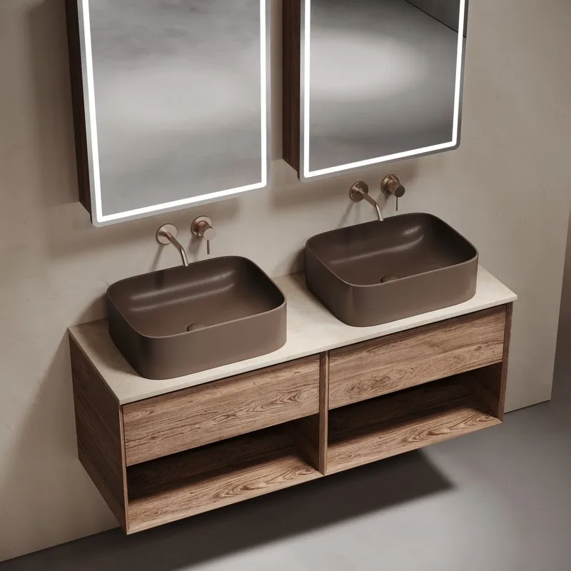 Тумба с раковиной Sancos Marmi 1.0 140 дуб чарльстон, столешница бежевая TT140A2, раковина CN6052MDB Sancos — официальный сайт