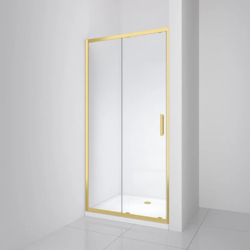 Душевая дверь в нишу BelBagno Luce BF-1-110-C-ORO профиль золото, стекло прозрачное Sancos — официальный сайт
