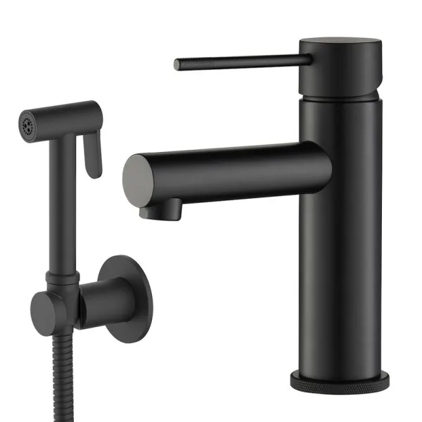 Смеситель для раковины Timo Saona 2360/03G, с гигиеническим душем, черный Sancos — Оригинал