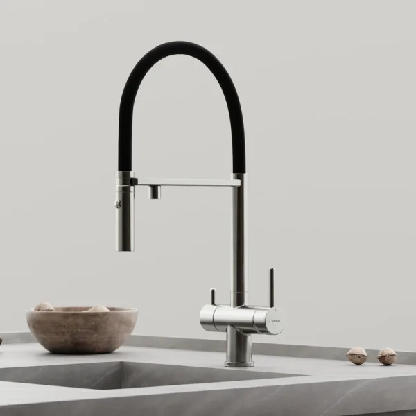 Смеситель для кухни гибкий с фильтром для питьевой воды SC4010BNbh, брашированный никель, черный Sancos — Оригинал