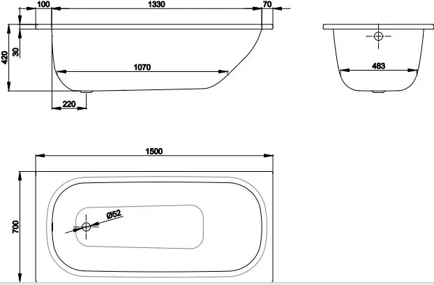 Стальная ванна Bette Form 150x70 см, встраиваемая, с антискользящим покрытием, с шумоизоляцией Sancos — официальный сайт