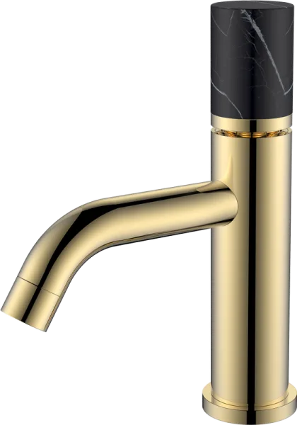 Смеситель для раковины Boheme Stick 121-G-MR-B золотой, мрамор черный Sancos — Оригинал