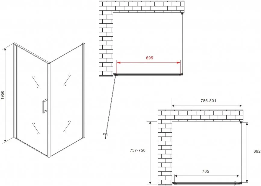 Душевой уголок Abber Sonnenstrand AG04080M-S75M 80x75, профиль хром, стекло матовое Sancos — официальный сайт