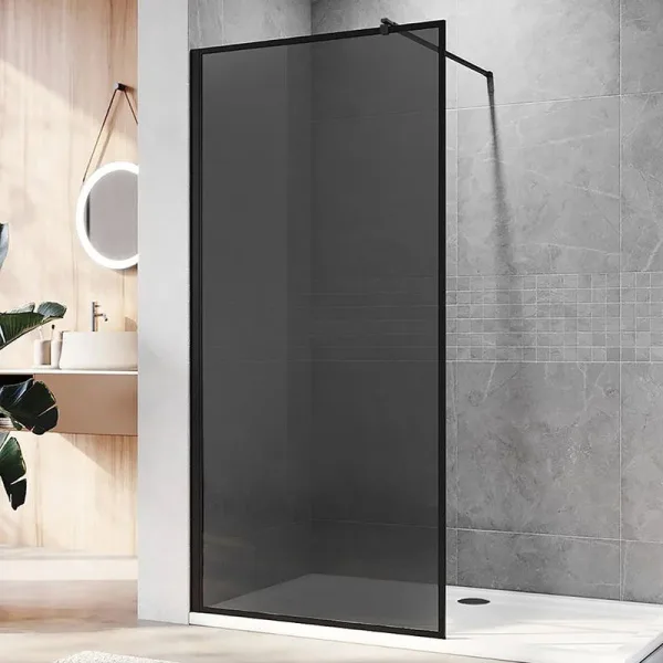 Душевая перегородка Veconi Korato KR81B-110-05-C8 110 см, профиль матовый черный, стекло тонированно Sancos — Оригинал