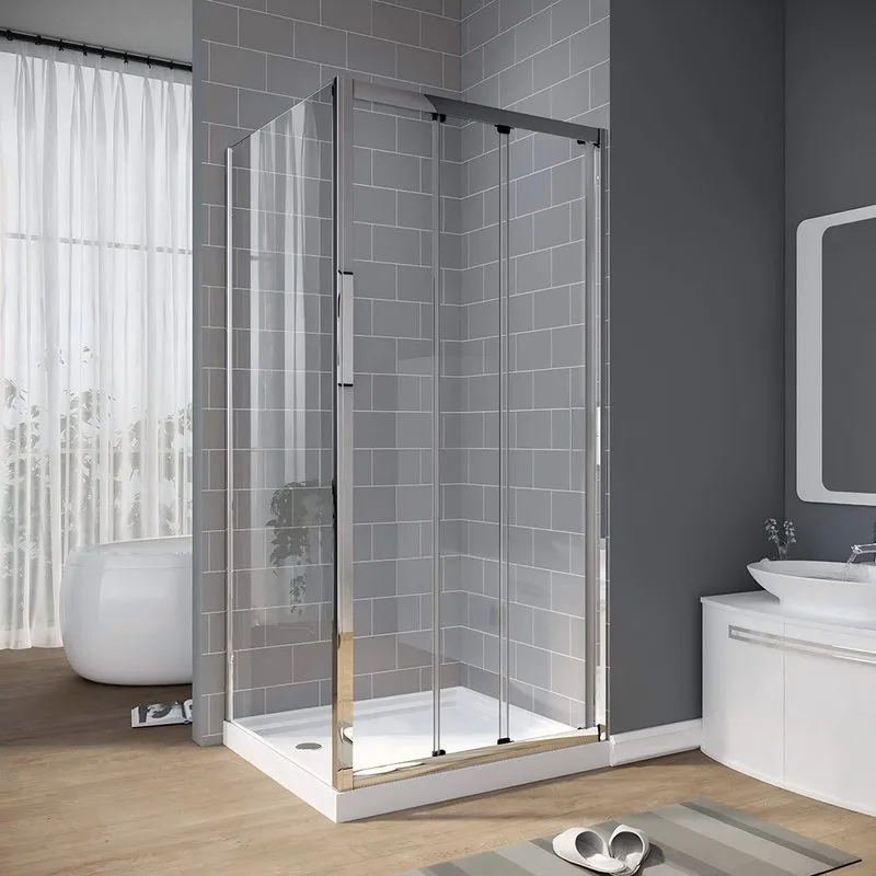 Душевой уголок Veconi Rovigo RV-028 100х90 см, профиль глянцевый хром, стекло прозрачное Sancos — официальный сайт