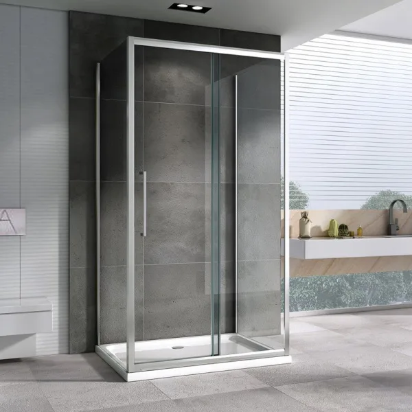 Душевой уголок Abber Schwarzer Diamant AG30120H-S50-S50 120x50, профиль хром, стекло прозрачное Sancos — Оригинал