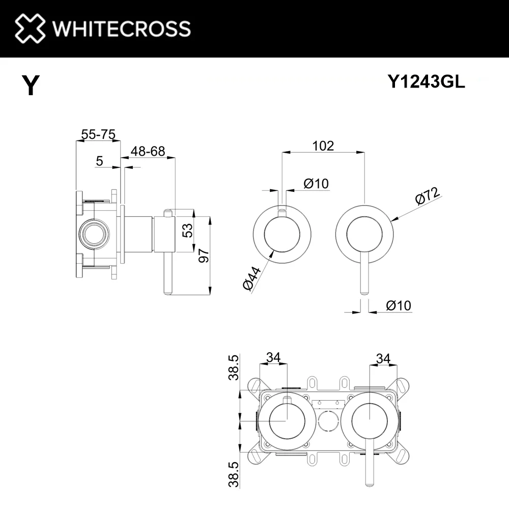 Встраиваемый смеситель WHITECROSS Y Y1243GL для душа С ВНУТРЕННЕЙ ЧАСТЬЮ, золото Sancos — официальный сайт