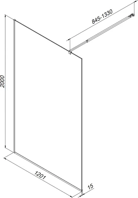 Душевая перегородка AM.PM Func W84WI-120-F1-MTE 120x200, профиль хром, стекло прозрачное Sancos — официальный сайт