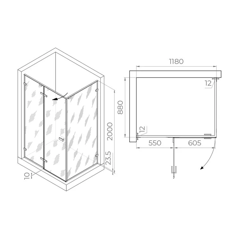 Душевой уголок RGW Stilvoll SV-040 120х90 профиль черный, стекло прозрачное Sancos — официальный сайт