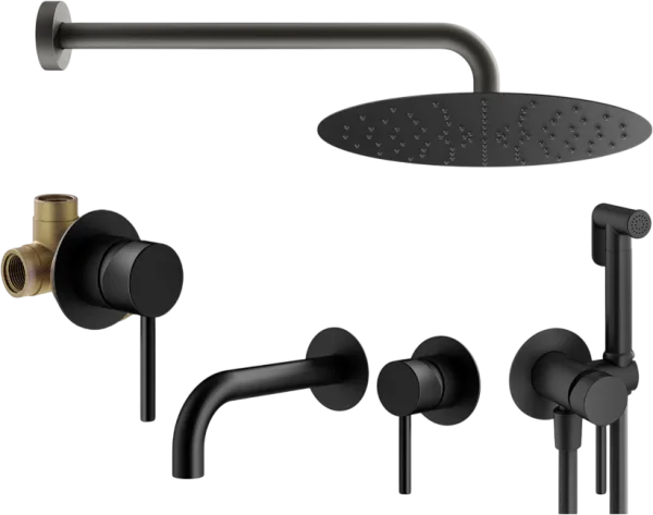 Комплект для ванной Plumberia Selection Ixo KITZXO01NO210 С ВНУТРЕННЕЙ ЧАСТЬЮ, черный матовый Sancos — Оригинал