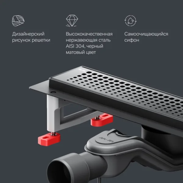 Душевой трап (лоток) AM.PM MasterFlow Cut Gradient 40 см, черный матовый Sancos — Оригинал