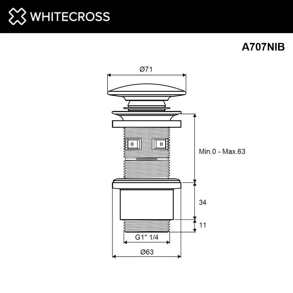 Донный клапан для раковины WHITECROSS A707NIB, брашированный никель Sancos — официальный сайт