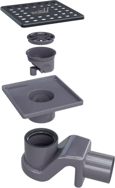 Душевой трап RGW Shower Drain SDR-14, 11х11 см, черный Sancos — Оригинал