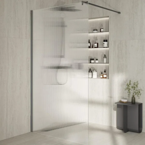 Душевая перегородка KERAMA MARAZZI Cristallo CT.100.WI.CR 100 см, профиль хром, стекло рифленое Sancos — Оригинал